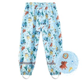 Wanheart Kids Waterproof Rain Pants – PU Coated, Elastic Foot Straps, Reflective Strips, for Kids, Toddlers, Boys & Girls Blue