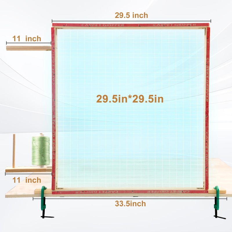Rug Tufting Frame, 29.5in X 29.5in Wooden,with Rubber Strips for