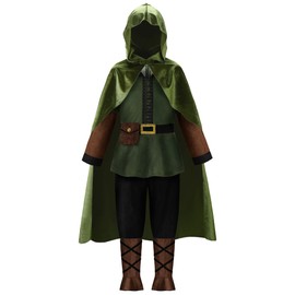ReliBeauty Kids Archer Costume Boys Girls Hunter Costume with Cape,Green 12/160