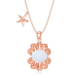 925 Sterling Silver Opal Ocean Series Necklace for Women Shells