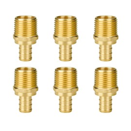 SUNGATOR 6-Pack 1/2" NPT to 1/2" PEX Male Adapter, No Lead Brass, NSF, UPC Certified
