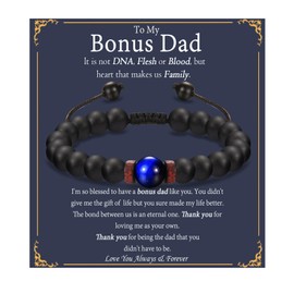 OAVOOK Bonus Dad Gifts Fathers Day Beaded Bracelets Stepdad Birthday, Christmas Gift for Men