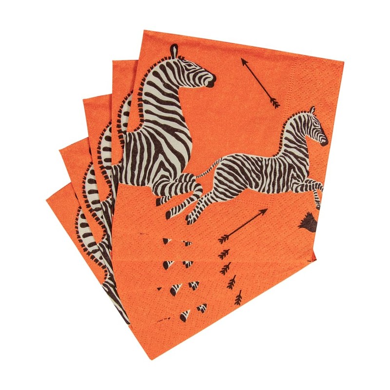 Caspari Zebras Orange Cocktail Napkins - 20 Per Package, 2