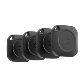 Air Tracker Tags 4 Pack Tag Set, Compatible with Apple Find My App (iOS Only), Key Finder and Item Tracker Smart Tag for Keys, Bags, Luggage, Pets, Wallet，Loud Beep,Replaceable Batteries(Black)