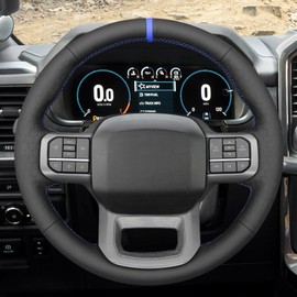MEWANT Steering Wheel Covers for Ford F-150 2021-2023 / F-150 Lightning 2022-2023 Hand-Stitched F150 Steering Wheel Wrap