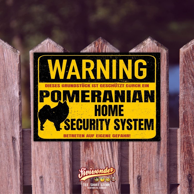Door Sign with Pomeranian Pom Pomeranian Pomeranian Warning Security System