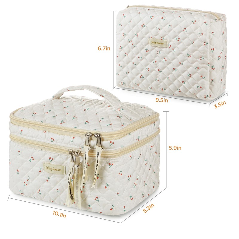 HBselect - Bolsa de maquillaje acolchada de algodón, 2 unidades,