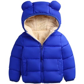 ARTMINE Abrigos de invierno con capucha para bebés y niñas, 12 m a 5 años, 1# Azul real, 18-24 Meses