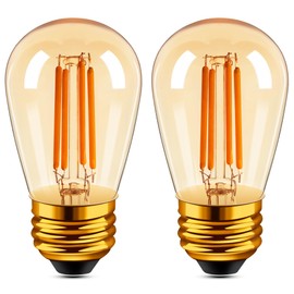 Grensk E26 Amber LED Light Bulbs 40 Watt Equivalent, S14 4.8W Low Watt Light Bulb, 2700K Warm White Retro Filament Edison Warm Bulbs for Eye Protection,Non-Dimmable,110V,2pcs