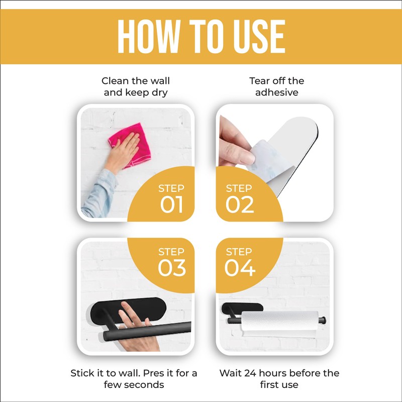 Paper Towel Holder for Kitchen (Brushed Gold)