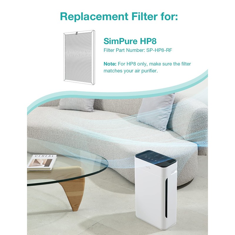 SimPure HP8 Original HEPA Replacement Filter Compatible with HP8 Air
