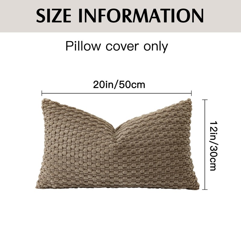 Artscope Pom Poms Decorative Corduroy Cushion Cover 30x50cm Super Soft
