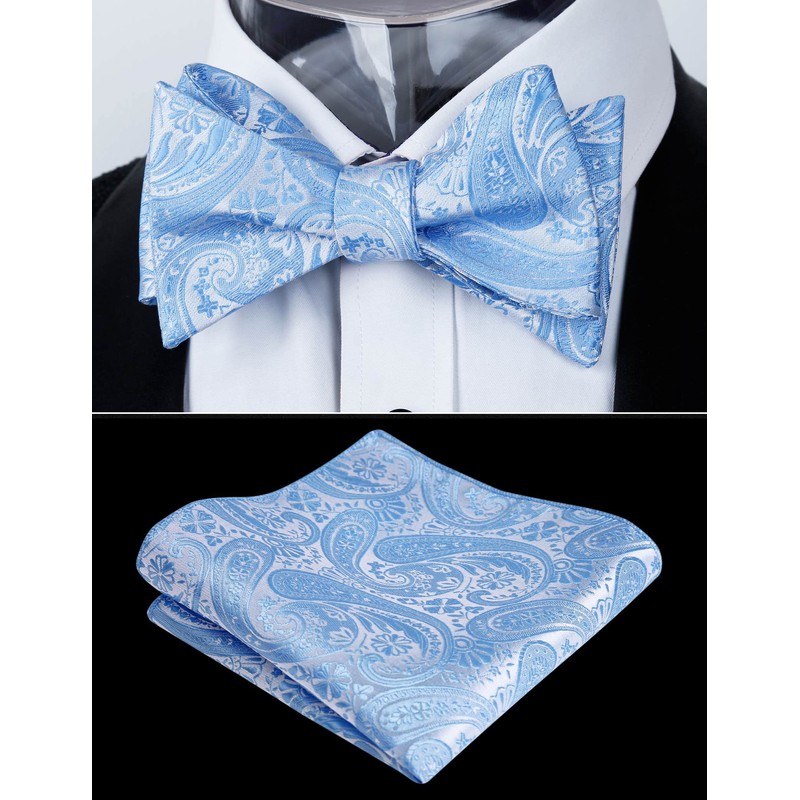 Alizeal Mens Self Tie Bow Ties and Pocket Square Paisley