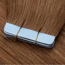 TESS Tape Extensions Real Hair Brown #6 55 cm Real Hair Extensions Tape Hair Extensions Remy Human Hair Straight 10 Pieces 25 g Tape in Extensions