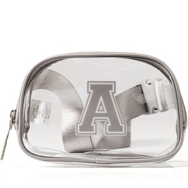 Pander Clear Small Belt Bag with Nylon Fabric Trim - Perfect for Game Day, Ballgame, Stadium Events Essentials - Light Grey/A