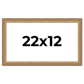 Poster Palooza 22x12 Traditional Antique Gold Wood Picture Frame - UV Acrylic, Foam Board Backing, & Hanging Hardware Included!