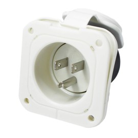 X-Haibei 15A 125V AC Power Inlet 2 Pole -3 Wire NEMA 5-15P Plug RV Power Receptacle with Waterproof Cover White Nylon Body for RV Trailer Home