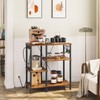 HOOBRO Bakers Rack with Power Outlet, Microwave Stand with 5
