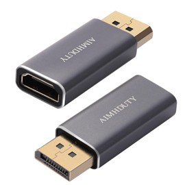 4K Displayport to HDMI Adapter 2-Pack, Aluminum Shell 24K Gold Plated Uni-Directional Display Port DP to HDMI Female Converter, Compatible for Lenovo, HP, Dell, GPU, Projector and More