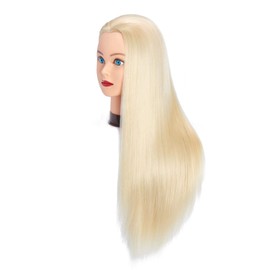 Headfix 26"-28" Long Hair Mannequin Head Synthetic Fiber Hair Hairdresser Practice Styling Training Head Cosmetology Manikin Doll Head with Clamp (6F1919W61320)