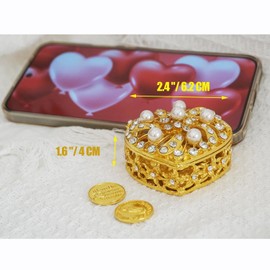 Heluok Arras Para Boda Catolica, Wedding Arras Coins Set, Heart Shaped Decorative Box with 13 Virgen of Guadalupe Coins, Mexican Wedding Accessories for Ceremony, Arras De Boda Cristiana - Gold
