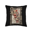 Noh Masks Traditional Japanese Woodblock Ukiyo-e Anime Throw Pillow