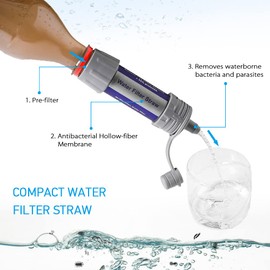 2 PCS Outdoor Water Filter Straw Water Filtration System Water Purifier for Emergency Preparedness Camping Traveling Backpacking ALKOY