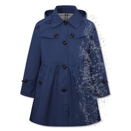 Betusline Girls Rain Jackets Lightweight Waterproof Hooded Trench Coat Windbreaker Raincoats for Girls,Waterproof-Navy Blue,9-10 Years