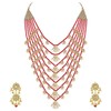 Aheli Multi Layered Red Pearl con Kundan Collar Pendiente Indio
