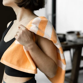 Luzia Striped Workout Towel for Sweat (Pack of 2) - Premium Quality 100% Turkish Cotton - Lightweight and Super Absorbent for Exercise, Sports, Workout, Fitness, Gym, Yoga, Running (Orange)