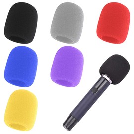 Microphone Windscreen Multicoloured, Pack of 6 Foam Microphone Covers for Handheld Microphone, Large Pop Protection for KTV, Stage Performances, Outdoor Activities