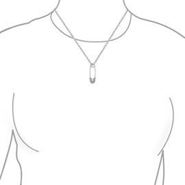 Support Symbol for Displaced People Solidarity Pave CZ Accent Dangling or Side Safety Pin Necklace Pendant for Women Teenagers 14K Yellow Rose Gold Plated 925 Sterling Silver, Sterling Silver, Cubic