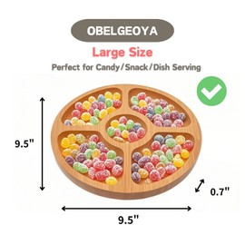 OBELGEOYA 9.5" Round Acacia Wood Serving Board - Circle Food Serving Tray for Kitchen Appetizers, Wooden Cutting Chopping Board for Meat, Vegetables, Bread, Charcuterie, Cheese Board