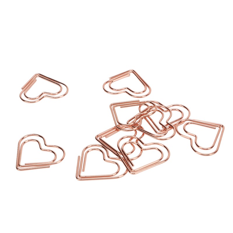 100Pcs Paper Clips Rose Gold Unique Shape Electroplating Process Lightweight