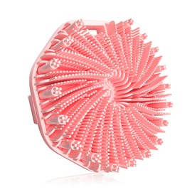 Limpiador corporal de silicona, cepillo para polvo exfoliante para ducha para una exfoliación eficaz de la ducha y masaje suave (rosa)