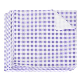 HARFINGTON 500pcs Square Checkered Wax Paper Sheets 8.66" x 8.66" Oil-absorbing Dry Food Wrapping Paper for Sandwich Baking Paper Liners Picnic Basket Bread Hamburger Wrap Kitchen, Purple