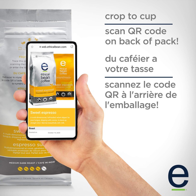 Ethical Bean Coffee Sweet Espresso Medium Dark Roast Fairtrade Organic