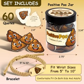 Stofinity Positive Poo Affirmation Jar - 60 Funny Affirmation Cards For Women Men, Emotional Support Poop Gifts, Cute Birthday Gifts For Teens Girl Trendy Stuff, Unique Inspirational Gift For Him Her