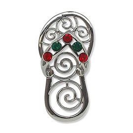 Jewel Metal Hawaiian Christmas Ornament - Flip Flop Slipper