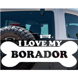 Custom Decal Car for Love My Borador Dog Bone Decal for Car, Truck, Funny, Window, Motorcycle, Helmet, Bumper, Decal for Laptop, Phone, Home Decoration / 3.5 in x 8 in/White