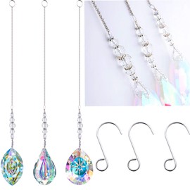 Crystal Suncatchers Hanging Crystals Rainbow 76mm Prisms Pendant with Chakra Beads for Window Decor (Pack of 3)