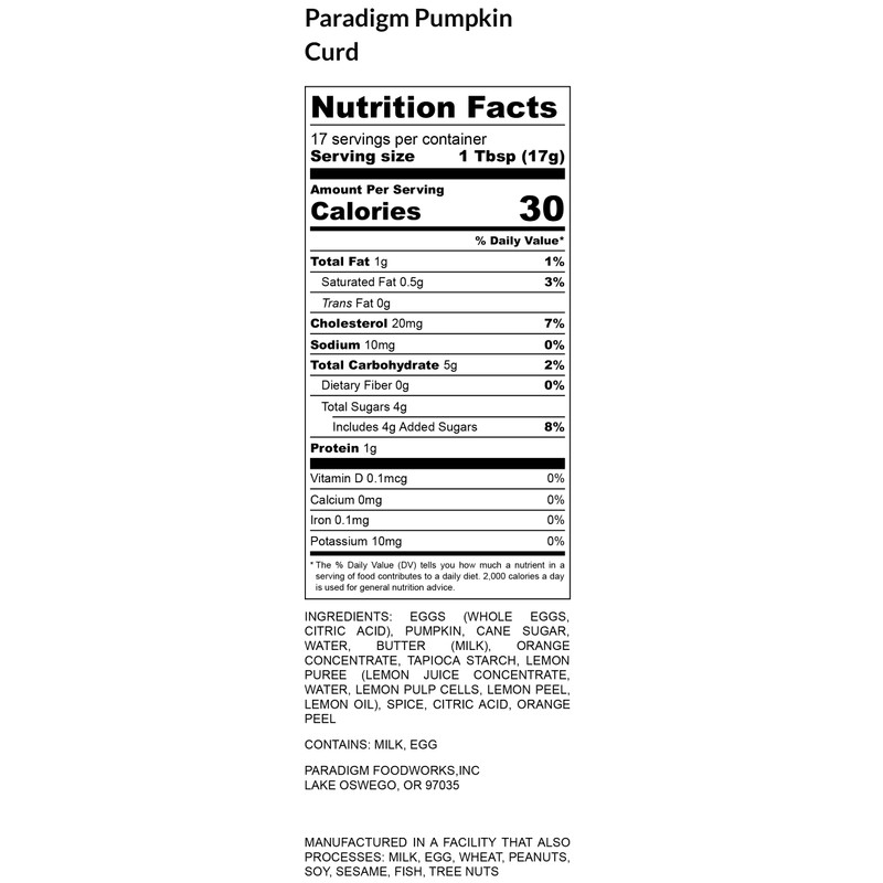 Paradigm Foodworks Pumpkin Curd, 10 Ounce