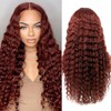 MS.FEEL Long Deep Curly Wig Synthetic Lace Front Wigs Glueless