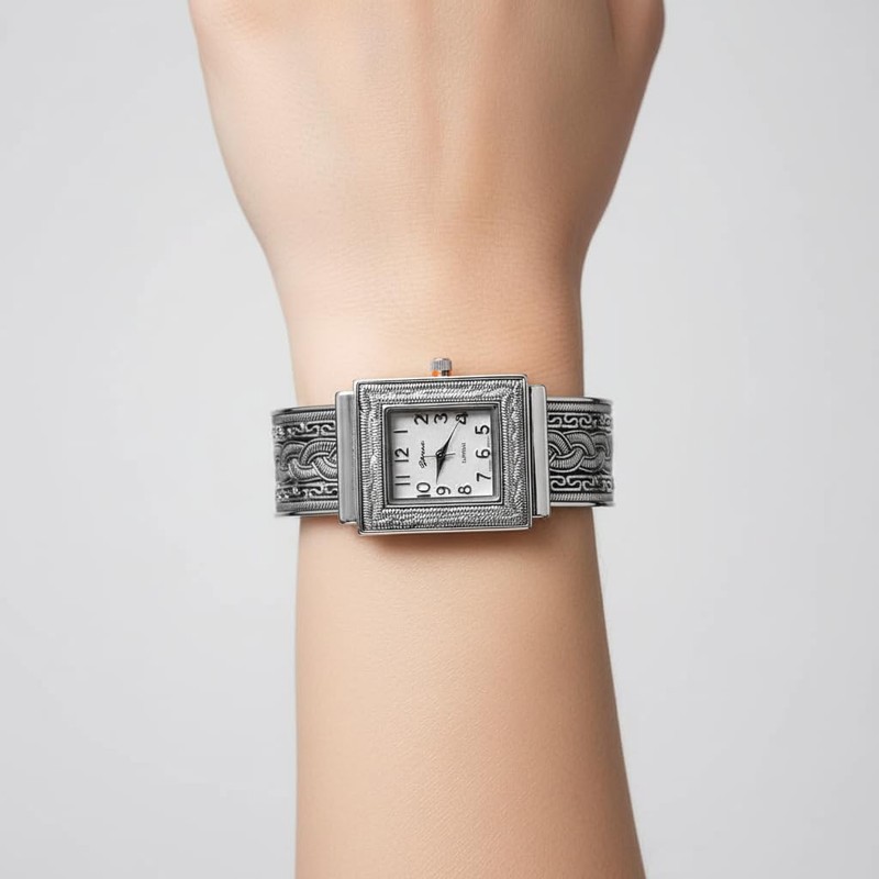 Blekon Collection Japanese Quartz Women's Elegant 26mm Rectangular Case Concho