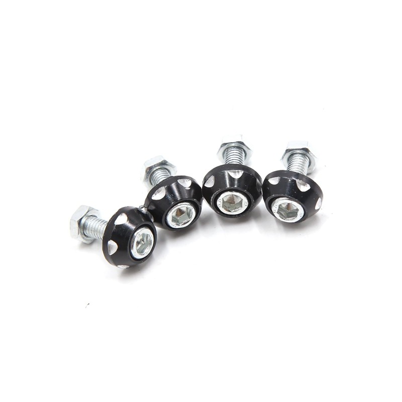 HEROFFIX 4Pcs Black Aluminum Alloy Decorative License Plate Bolt Screw