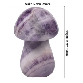 Nupuyai Pack of 2 Crystal Mushroom Figure Decoration, Carved Mini Figures Mushroom Sculpture Healing Stone Lucky Charm Pocket Stones for Home Garden Miniature Fairy Garden Micro Landscape Flower Pot