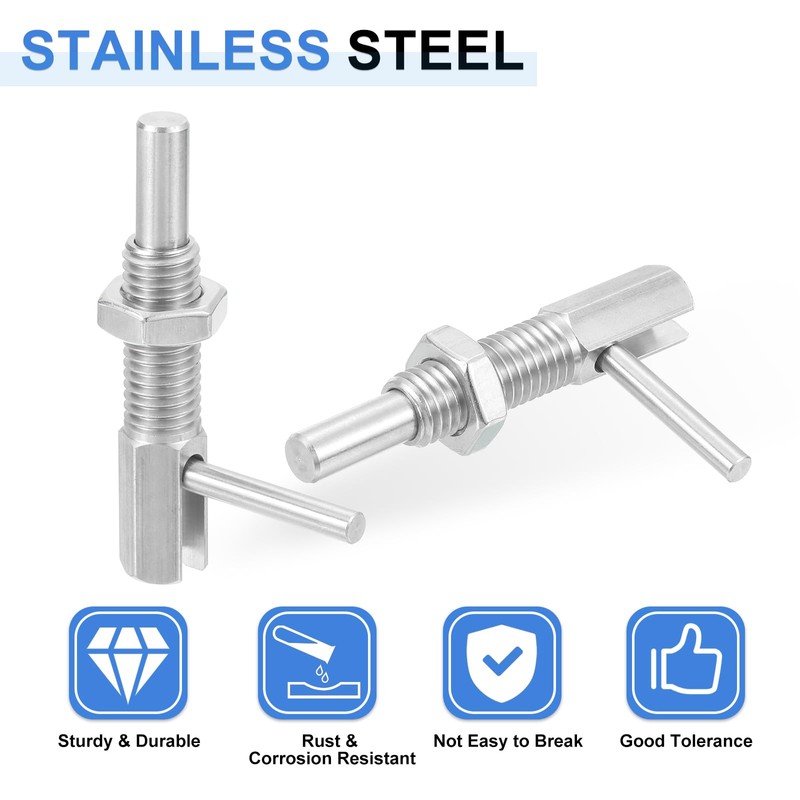 uxcell Retractable Indexing Plunger Pin, M12 l Spring Plunger Stainless