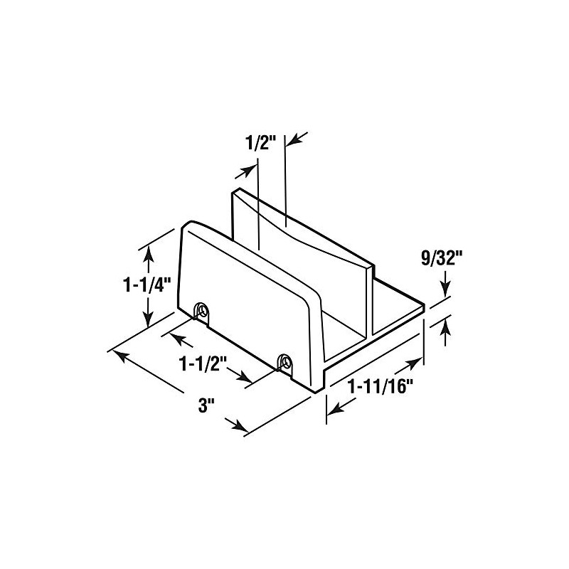 Prime-Line M 6192 Sliding Shower Door Bottom Guide, 1/2 In.