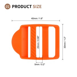 SUIKIHUM 10 Pack Plastic Ladder Slider, 1 Inch(25mm) Backpack Buckle Tri-Glides Clip, Adjustable Lock Buckle for Belt Strap, Orange
