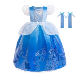 Lito Angels Princess Cinderella Fancy Dress Up Costume Party Gown for Kids Girls Age 5-6 Years, Blue